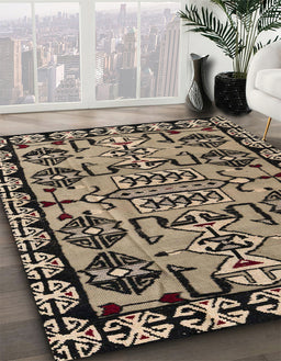 Machine Washable Abstract Brown Sugar Brown Rug in a Family Room, wshabs5012