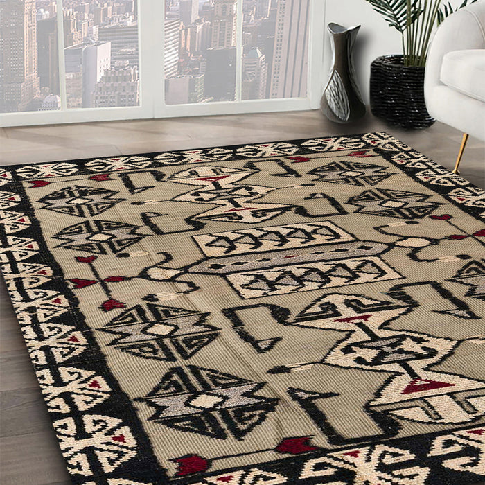 Machine Washable Abstract Brown Sugar Brown Rug in a Family Room, wshabs5012
