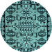 Round Machine Washable Abstract Light Blue Modern Rug, wshabs5012lblu