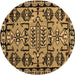 Round Machine Washable Abstract Brown Modern Rug, wshabs5012brn