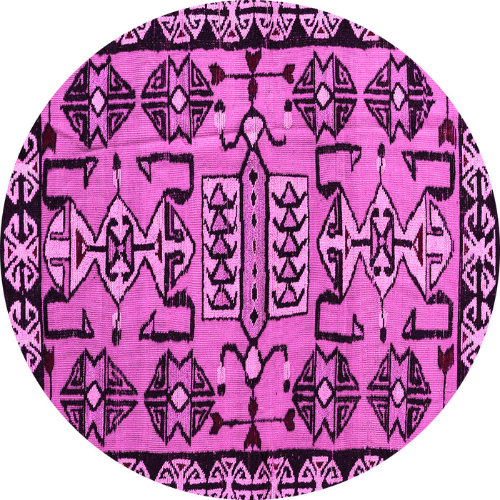 Round Machine Washable Abstract Pink Modern Rug, wshabs5012pnk