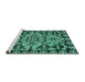 Sideview of Machine Washable Abstract Turquoise Modern Area Rugs, wshabs5012turq