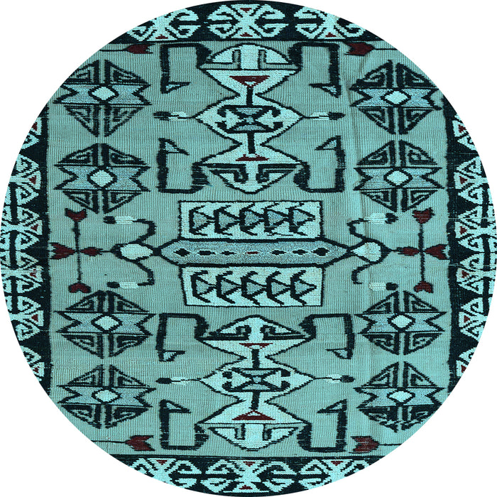 Round Abstract Light Blue Modern Rug, abs5012lblu