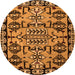 Round Machine Washable Abstract Orange Modern Area Rugs, wshabs5012org