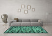 Machine Washable Abstract Turquoise Modern Area Rugs in a Living Room,, wshabs5012turq