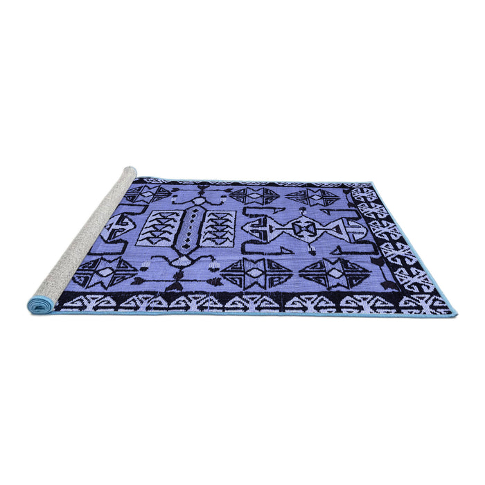 Sideview of Machine Washable Abstract Blue Modern Rug, wshabs5012blu