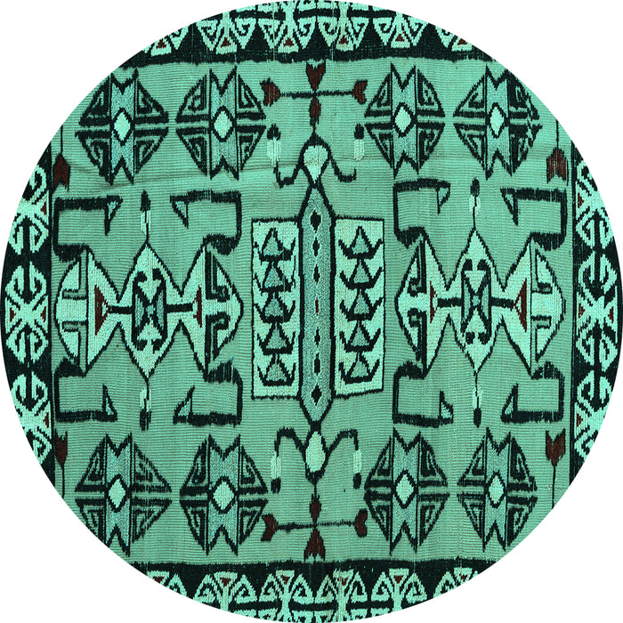 Round Abstract Turquoise Modern Rug, abs5012turq