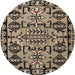 Round Abstract Brown Modern Rug, abs5012