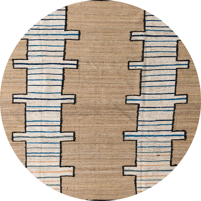 Round Machine Washable Abstract Brown Rug, wshabs5013