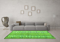 Machine Washable Abstract Green Modern Rug, wshabs5013grn