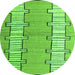 Round Machine Washable Abstract Green Modern Area Rugs, wshabs5013grn