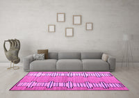 Machine Washable Abstract Pink Modern Rug, wshabs5013pnk