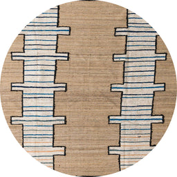 Round Abstract Brown Modern Rug, abs5013