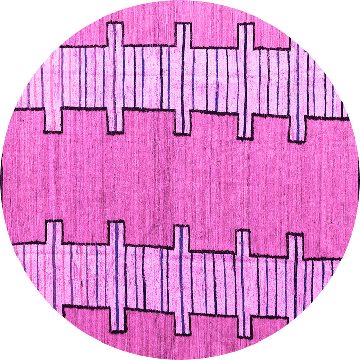 Round Abstract Pink Modern Rug, abs5013pnk