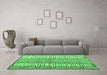 Machine Washable Abstract Emerald Green Modern Area Rugs in a Living Room,, wshabs5013emgrn