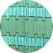 Round Abstract Turquoise Modern Rug, abs5013turq