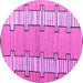 Round Machine Washable Abstract Pink Modern Rug, wshabs5013pnk