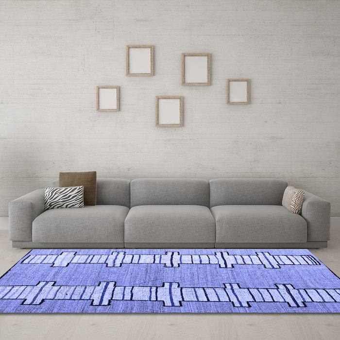Machine Washable Abstract Blue Modern Rug in a Living Room, wshabs5013blu