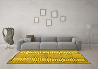 Machine Washable Abstract Yellow Modern Rug, wshabs5013yw