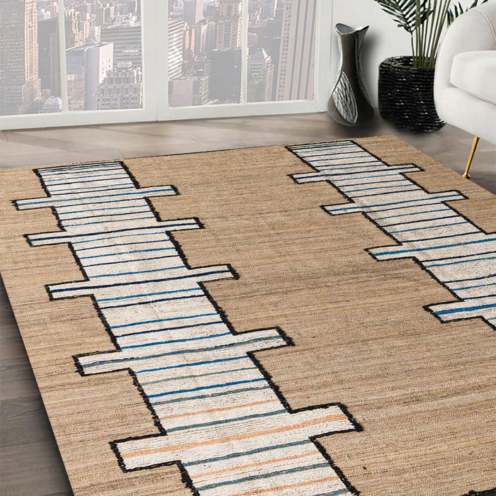 Machine Washable Abstract Brown Rug in a Family Room, wshabs5013