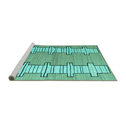 Sideview of Machine Washable Abstract Turquoise Modern Area Rugs, wshabs5013turq