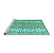 Sideview of Machine Washable Abstract Turquoise Modern Area Rugs, wshabs5013turq