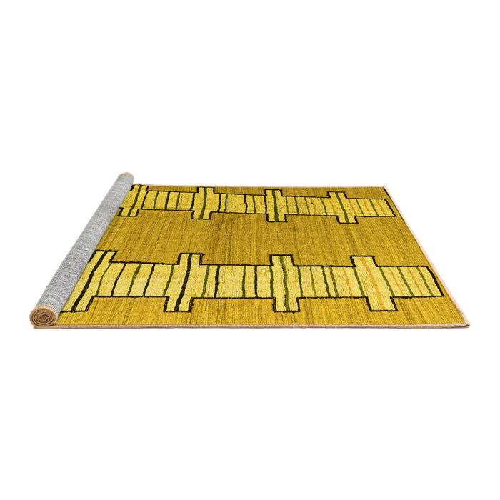 Sideview of Machine Washable Abstract Yellow Modern Rug, wshabs5013yw
