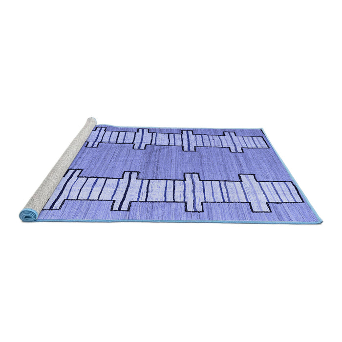 Sideview of Machine Washable Abstract Blue Modern Rug, wshabs5013blu