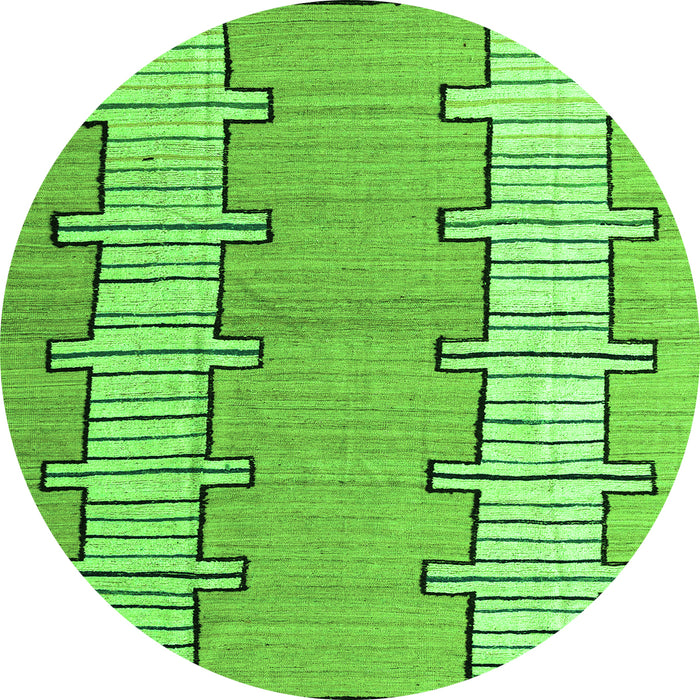 Round Abstract Green Modern Rug, abs5013grn