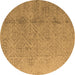 Round Oriental Brown Modern Rug, abs5014brn