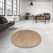 Round Abstract Gold Brown Oriental Rug in a Office, abs5014