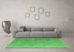 Machine Washable Oriental Emerald Green Modern Area Rugs in a Living Room,, wshabs5014emgrn