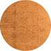 Round Machine Washable Oriental Orange Modern Area Rugs, wshabs5014org