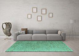 Machine Washable Oriental Turquoise Modern Area Rugs in a Living Room,, wshabs5014turq