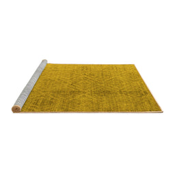 Sideview of Machine Washable Oriental Yellow Modern Rug, wshabs5014yw