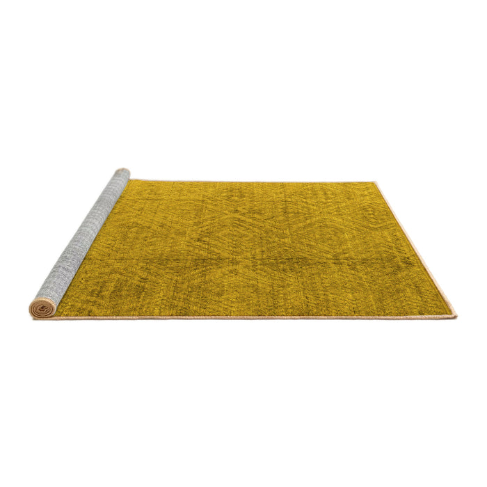 Sideview of Machine Washable Oriental Yellow Modern Rug, wshabs5014yw