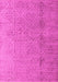 Machine Washable Oriental Pink Modern Rug, wshabs5014pnk