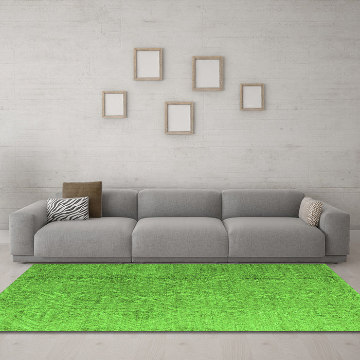 Machine Washable Oriental Green Modern Area Rugs in a Living Room,, wshabs5014grn