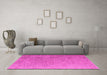 Machine Washable Oriental Pink Modern Rug in a Living Room, wshabs5014pnk