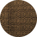 Round Oriental Brown Modern Rug, abs5015brn