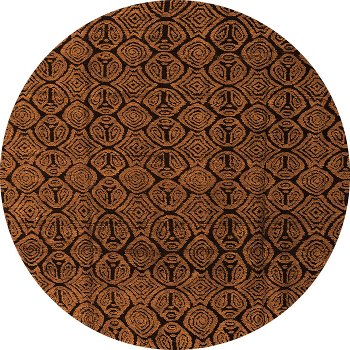 Round Machine Washable Oriental Orange Modern Area Rugs, wshabs5015org