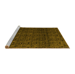 Sideview of Machine Washable Oriental Yellow Modern Rug, wshabs5015yw