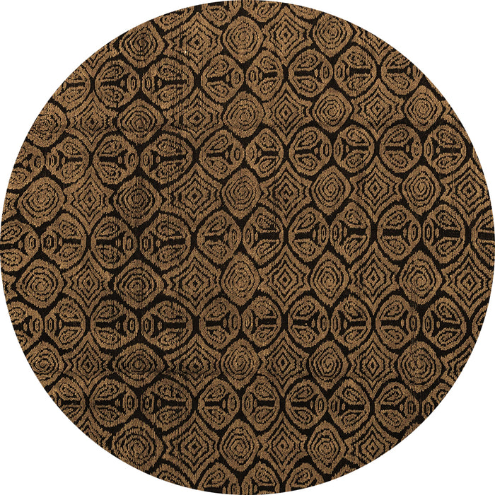 Round Machine Washable Oriental Brown Modern Rug, wshabs5015brn