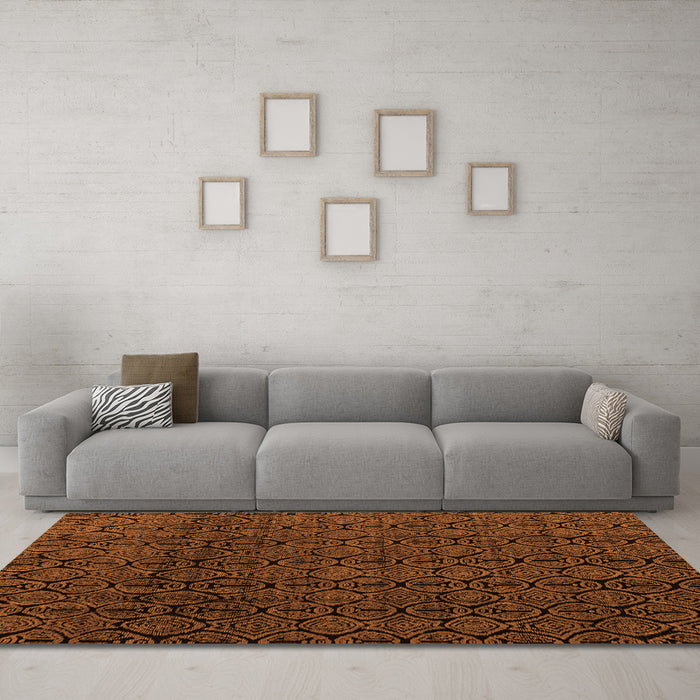 Machine Washable Oriental Orange Modern Area Rugs in a Living Room, wshabs5015org