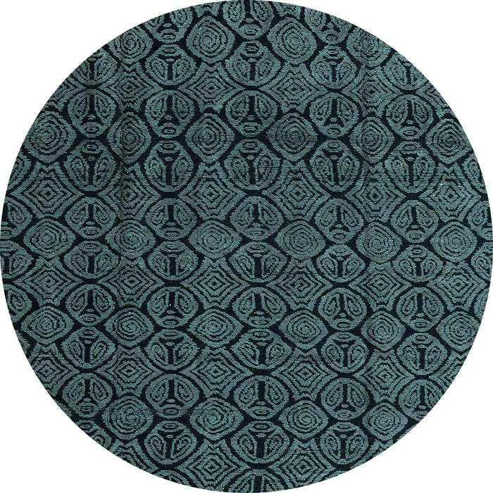 Round Machine Washable Oriental Light Blue Modern Rug, wshabs5015lblu