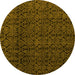 Round Machine Washable Oriental Yellow Modern Rug, wshabs5015yw