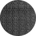 Round Machine Washable Oriental Gray Modern Rug, wshabs5015gry