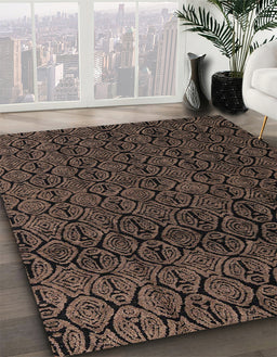 Machine Washable Abstract Dark Gold Brown Rug in a Family Room, wshabs5015