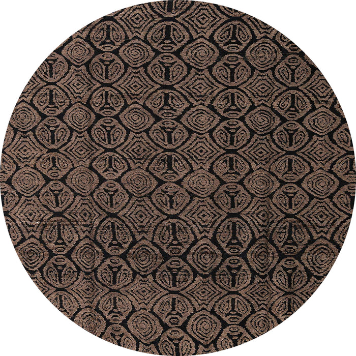 Round Machine Washable Abstract Dark Gold Brown Rug, wshabs5015