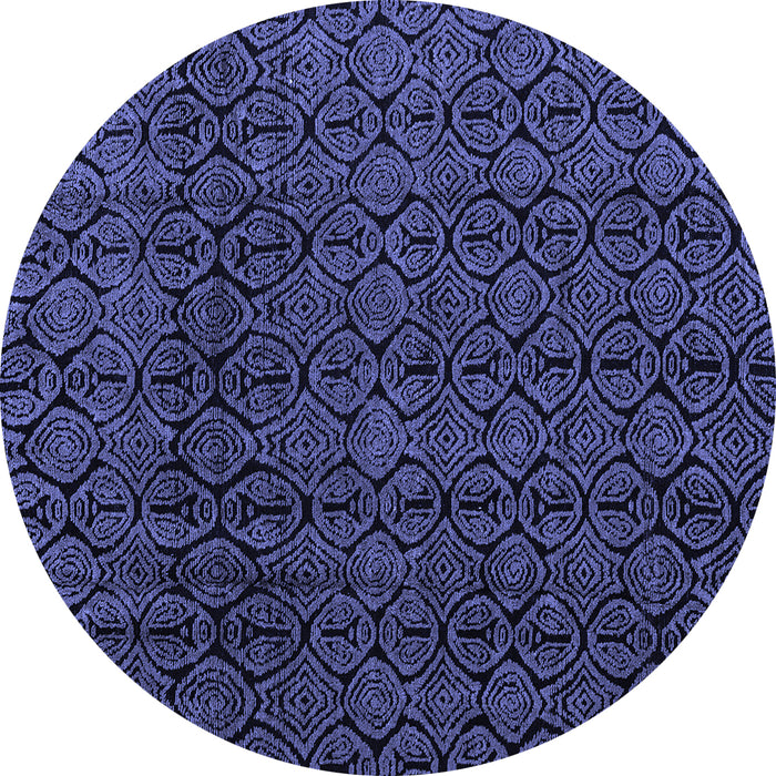 Round Machine Washable Oriental Blue Modern Rug, wshabs5015blu